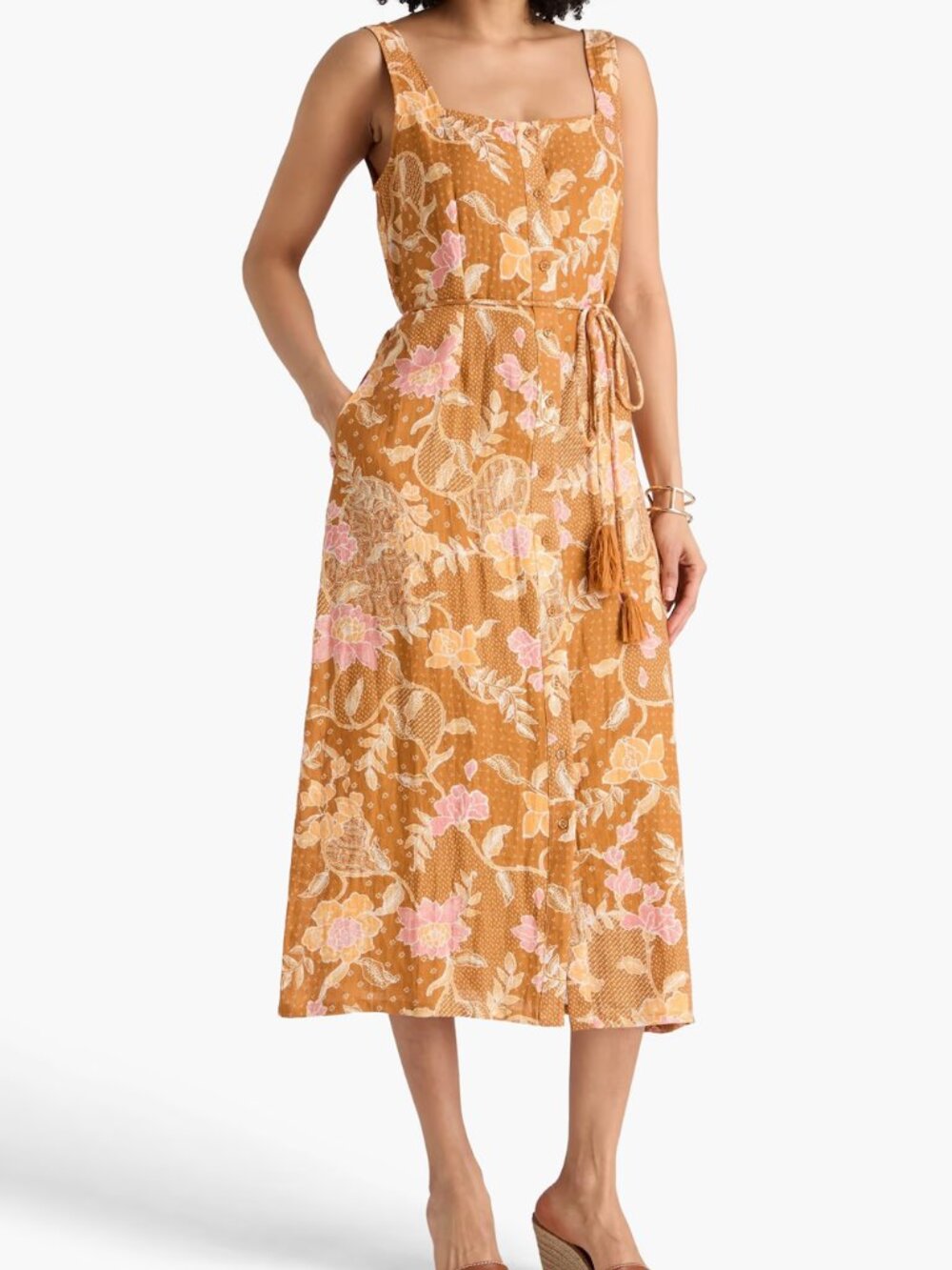 NWT Hannah Artwear Paloma Dress Bloom Spice Size Small Linen Floral Midi